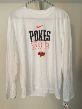Nike Dri-Fit Oklahoma State White Long Sleeve "POKES SOLE" T-Shirt